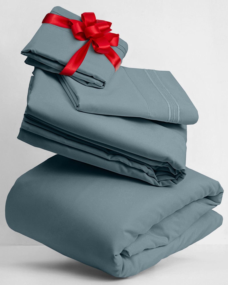 Mellanni Twin Sheets Set - 3 PC Iconic Collection Bedding - Hotel Luxury, Extra Soft, Cooling Bed Sheets - Wrinkle, Fade, Stain Resistant (Twin, Spa Blue) - Image 1